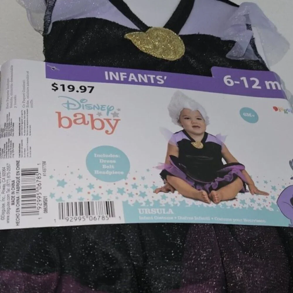 NEW Ursula Disney Baby Halloween Costume 6-12 Months Little Mermaid Sea Witch